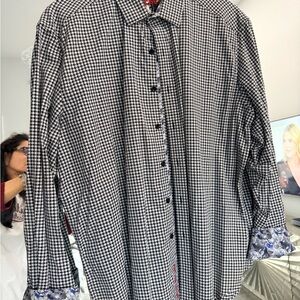 Robert Graham Black and White Gingham Shirt